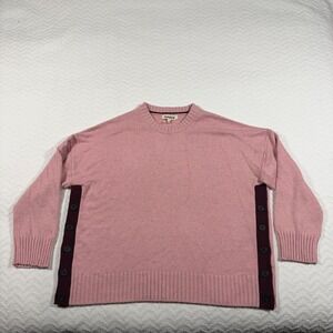 Boden Zia Button Side Jumper Sweater Pink Burgundy Womens L Cashmere Wool Blend‎